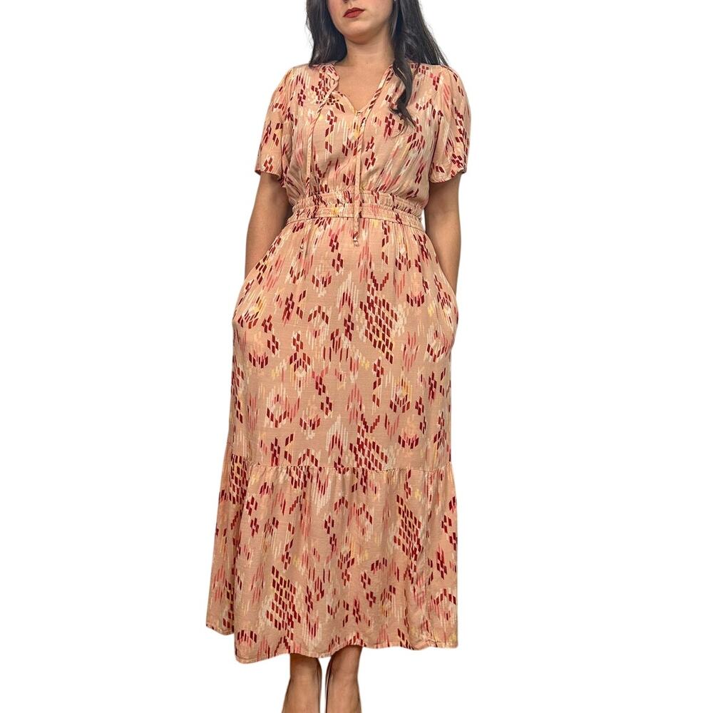 Knox Rose V-Neck Peach A-Line Midi Dress